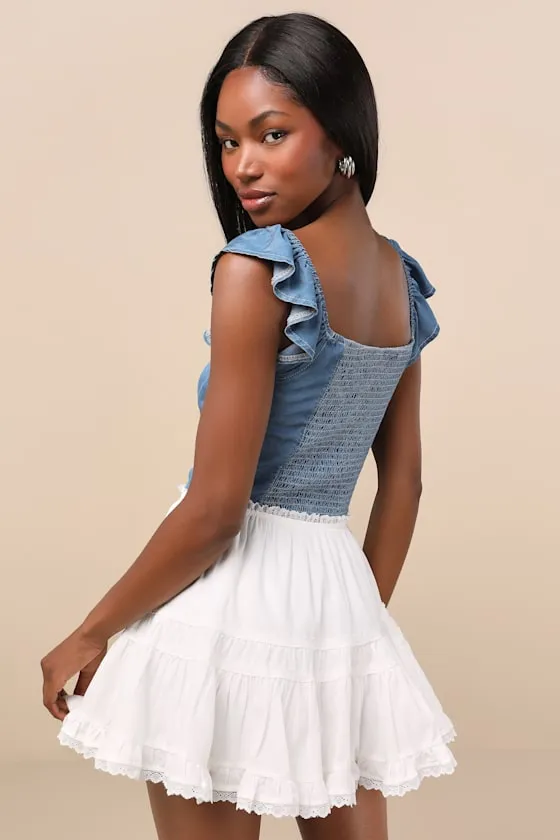 Suzette White Tiered Skater Mini Skirt sold by Lulus product image thumbnail 3