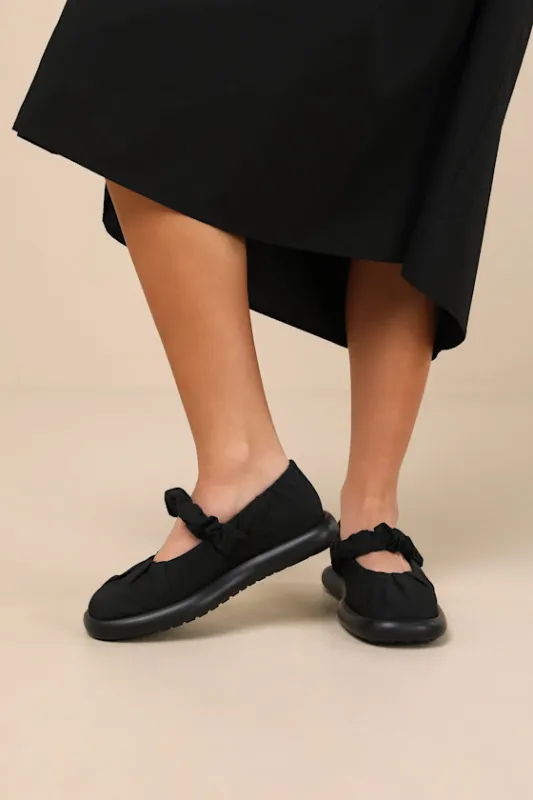 Onda Black Pleated Ballet Flats sold by Lulus