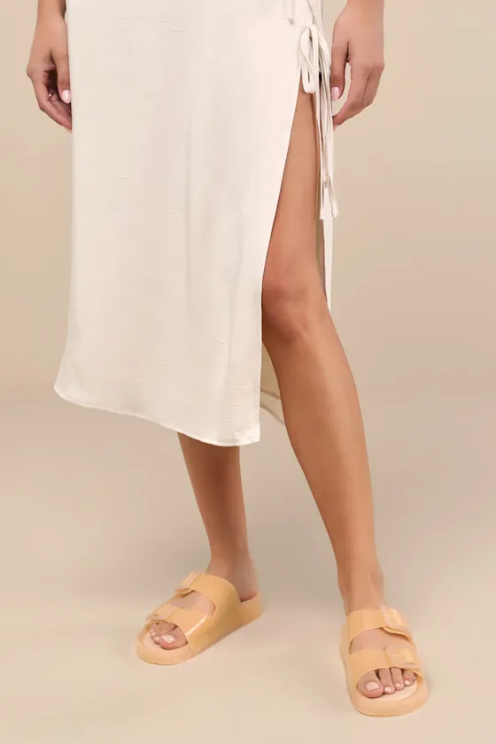 Julio Praline Vinyl Buckle Slide Sandals sold by Lulus