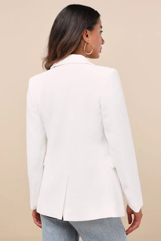Sandara Ivory Oversized Double-Breasted Blazer sold by Lulus product image thumbnail 4