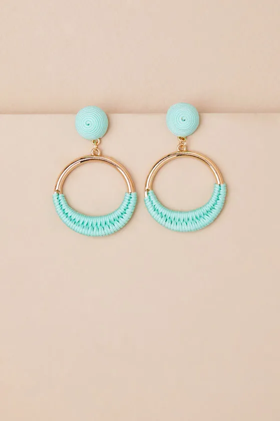 Linsay Mint Blue and Gold Wrapped Statement Earrings sold by Lulus product image thumbnail 2