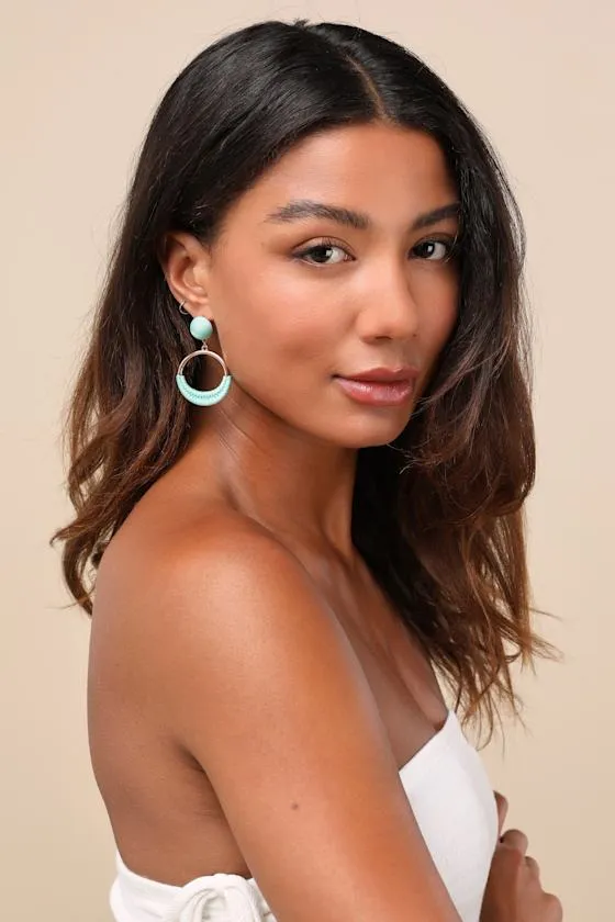 Linsay Mint Blue and Gold Wrapped Statement Earrings sold by Lulus product image thumbnail 3