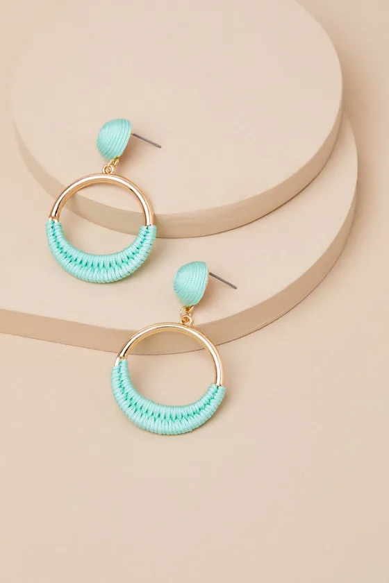 Linsay Mint Blue and Gold Wrapped Statement Earrings sold by Lulus product image thumbnail 4
