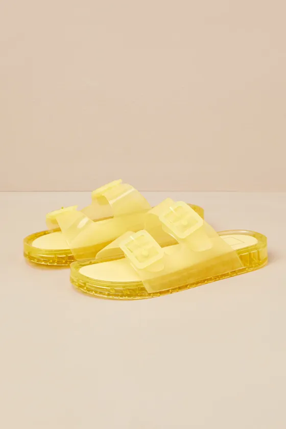 Julio Lemon Vinyl Buckle Slide Sandals sold by Lulus product image thumbnail 2