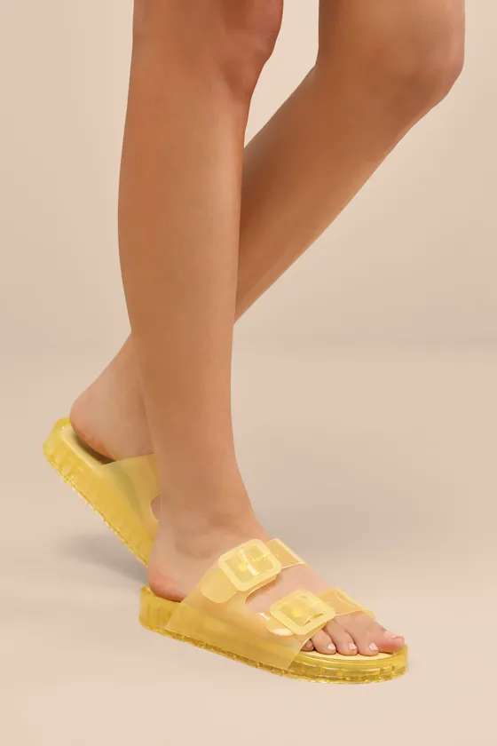 Julio Lemon Vinyl Buckle Slide Sandals sold by Lulus product image thumbnail 3