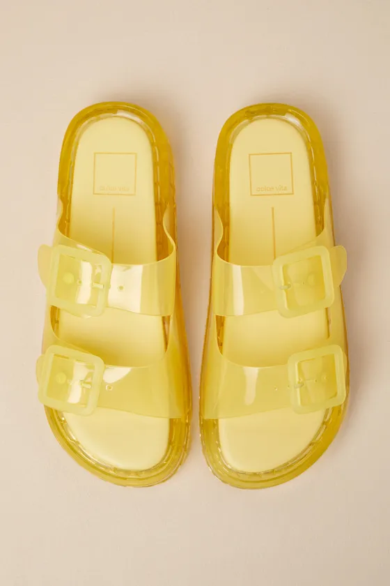 Julio Lemon Vinyl Buckle Slide Sandals sold by Lulus product image thumbnail 4