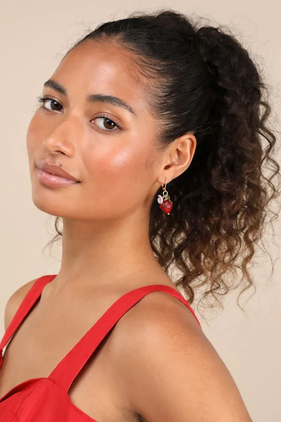 Kesleigh Red Strawberry Charm Earrings sold by Lulus product image thumbnail 3