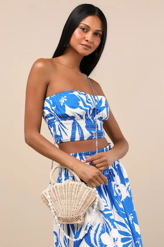 Kaimana Beige Raffia Woven Seashell Pearl Bag sold by Lulus product image thumbnail 3