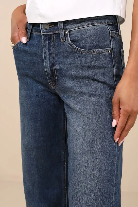 Tamilia Dark Wash Mid-Rise Cuffed Denim Jeans sold by Lulus product image thumbnail 4