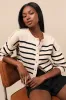 Mika Beige and Black Striped Button-Up Cardigan sold by Lulus