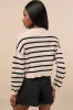 Mika Beige and Black Striped Button-Up Cardigan sold by Lulus