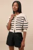 Mika Beige and Black Striped Button-Up Cardigan sold by Lulus