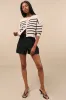 Mika Beige and Black Striped Button-Up Cardigan sold by Lulus