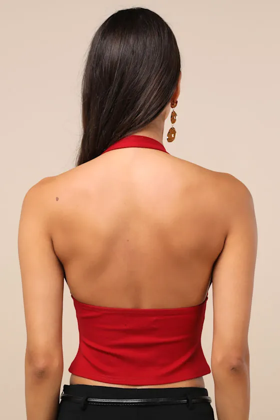 Antonette Red Halter Neck Top sold by Lulus product image thumbnail 2