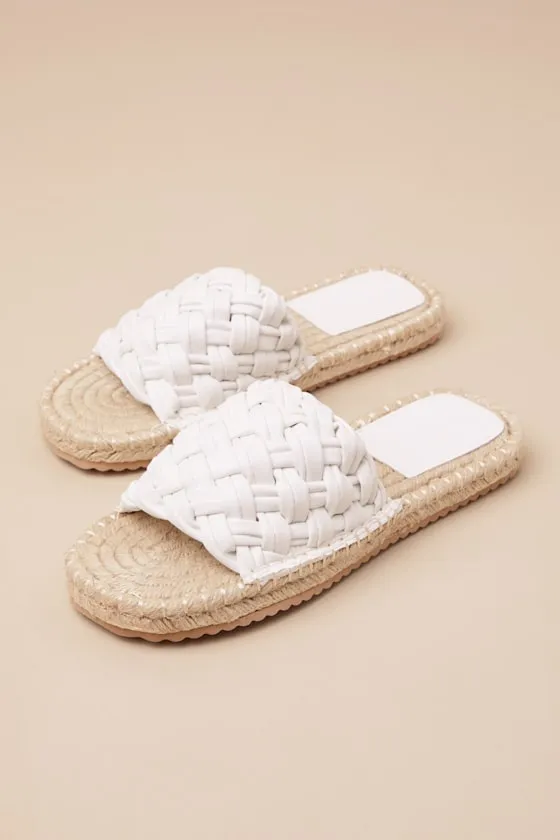 Aleka White Woven Espadrille Slide Sandals sold by Lulus product image thumbnail 2