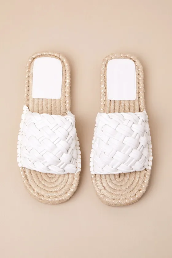 Aleka White Woven Espadrille Slide Sandals sold by Lulus product image thumbnail 3