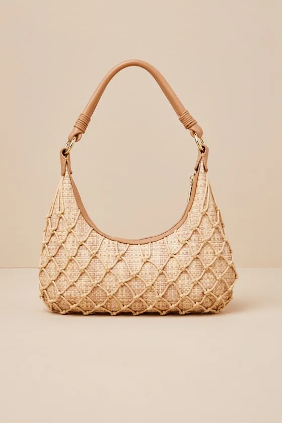Positano Beige Netted Raffia Shoulder Bag sold by Lulus product image thumbnail 2