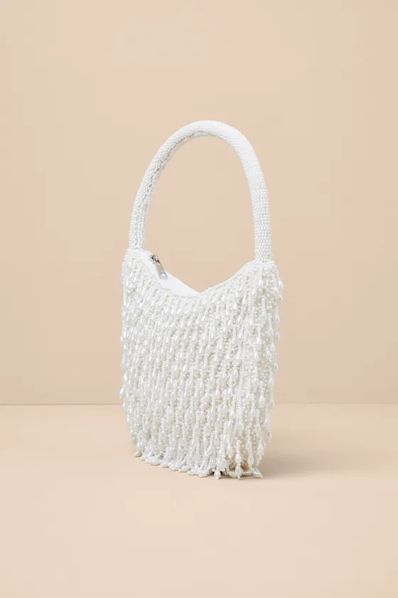 Dinola White Beaded Fringe Handbag sold by Lulus product image thumbnail 4