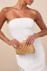 Pleat Perfection Gold Satin Pleated Hard Clutch sold by Lulus