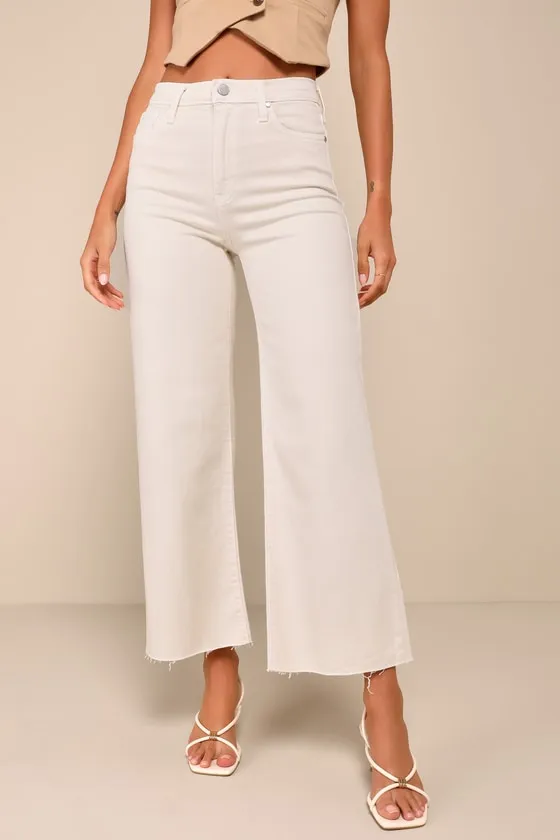 Stylish Promise Cream Wide-Leg Raw Hem Jeans sold by Lulus product image thumbnail 2