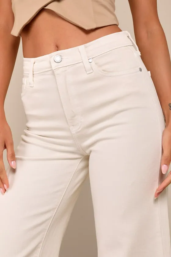 Stylish Promise Cream Wide-Leg Raw Hem Jeans sold by Lulus product image thumbnail 4
