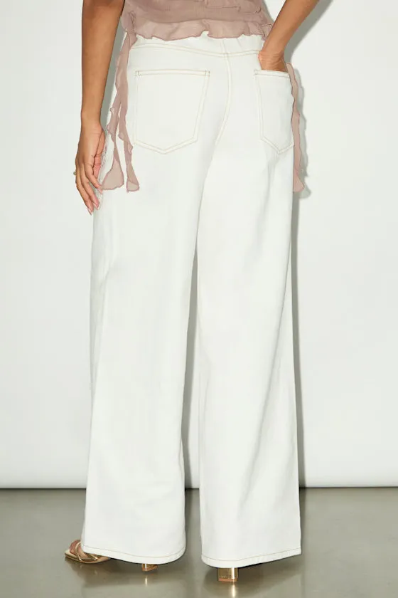 Ronnie Ivory Twill Embroidered Wide-Leg Pants sold by Lulus product image thumbnail 3