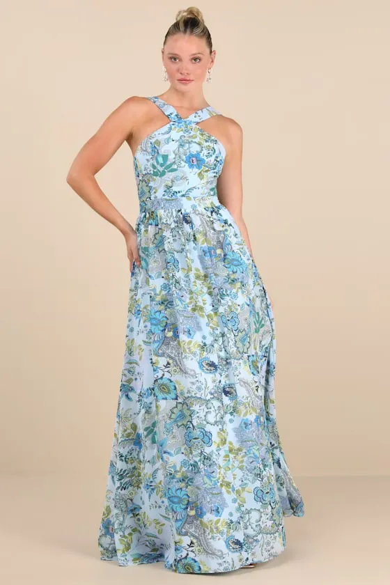 Lilja Blue Floral Print Maxi Dress sold by Lulus product image thumbnail 2