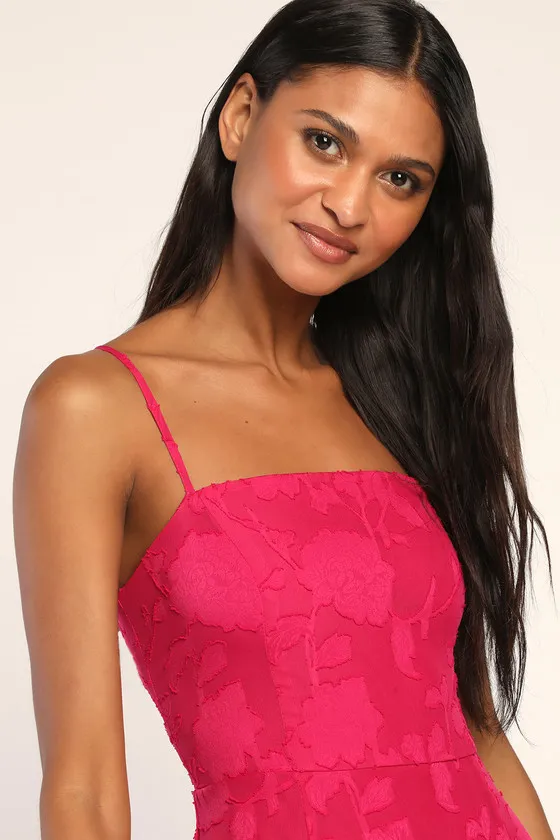 Days with You Magenta Floral Burnout Ruffled Mini Dress sold by Lulus product image thumbnail 3