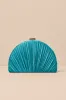 Pleat Perfection Teal Satin Pleated Hard Clutch sold by Lulus
