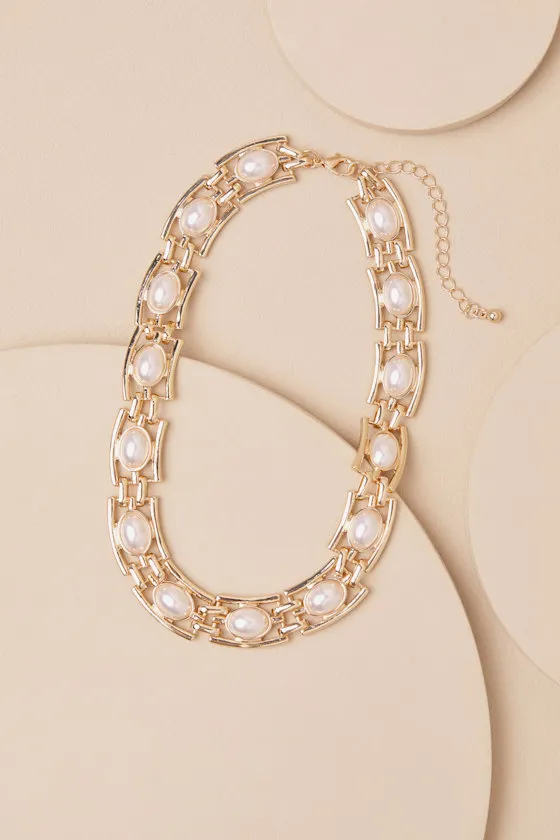 Selvina Gold and Pearl Chain Link sold by Lulus product image thumbnail 2