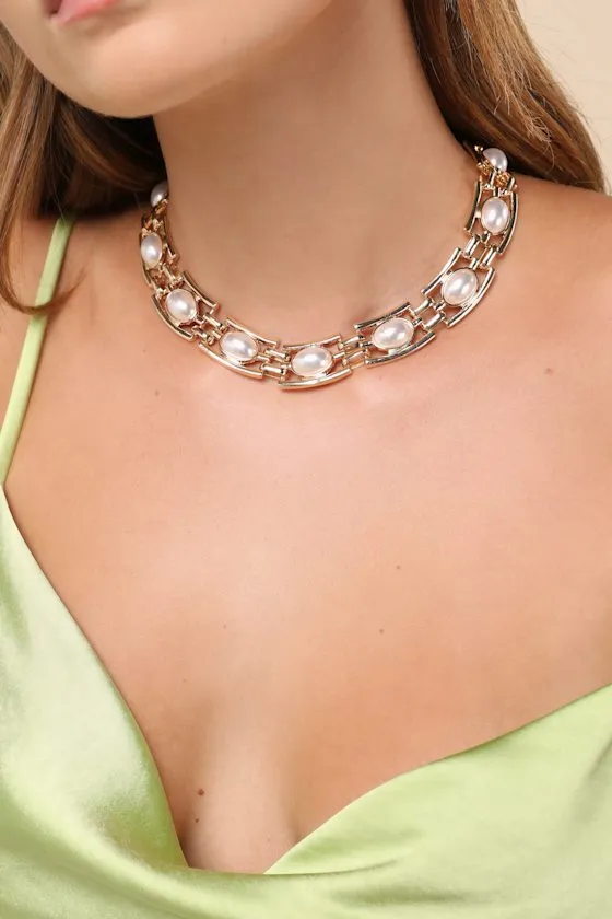 Selvina Gold and Pearl Chain Link sold by Lulus product image thumbnail 3