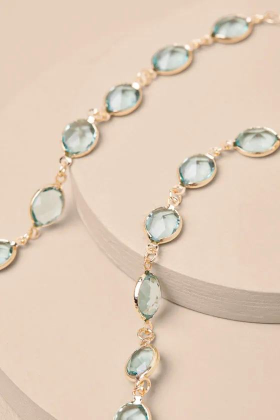 Dosie Blue and Gold Rhinestone Choker Necklace sold by Lulus product image thumbnail 4