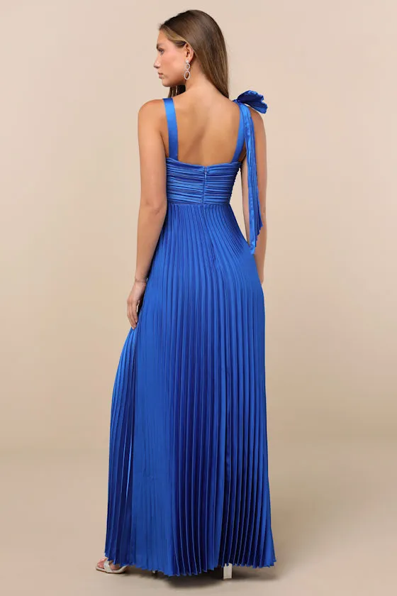 Gorgeous Purpose Royal Blue Pleated Sleeveless Bow Maxi Dress sold by Lulus product image thumbnail 2