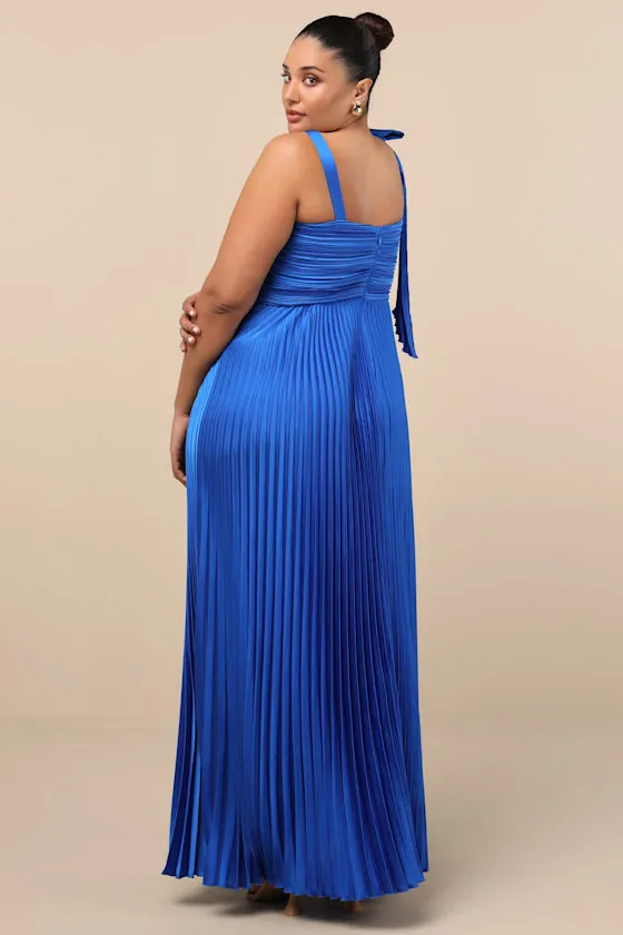 Gorgeous Purpose Royal Blue Pleated Sleeveless Bow Maxi Dress sold by Lulus product image thumbnail 4