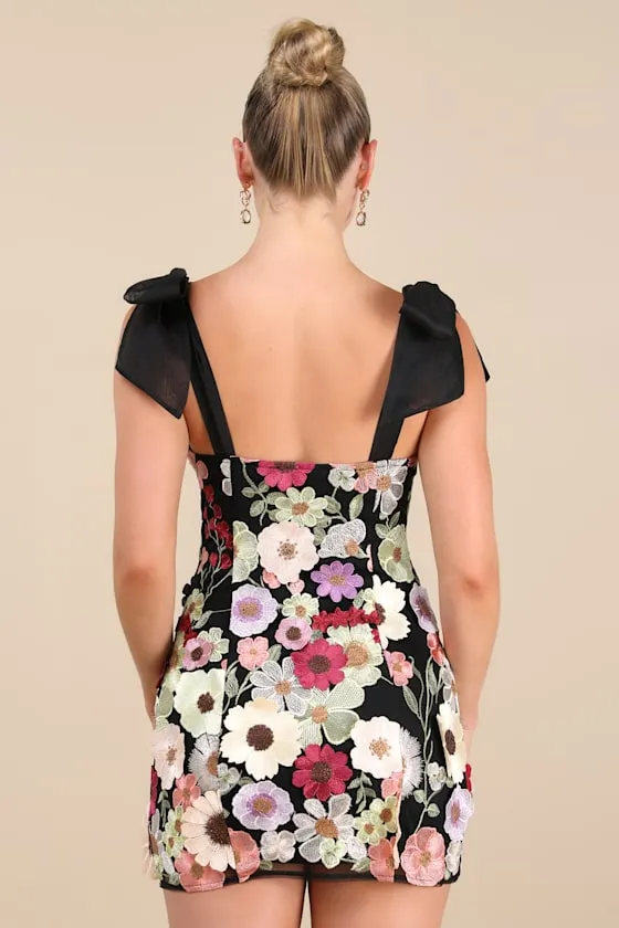 Emphatically Adorable Black Floral Tie-Strap Mini Dress sold by Lulus product image thumbnail 2