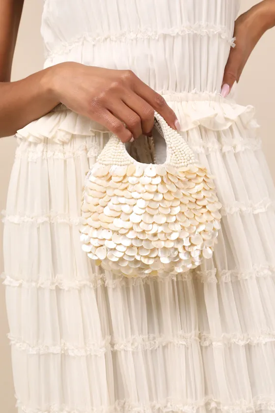 Alaiza Cream Beaded Shell Handbag sold by Lulus