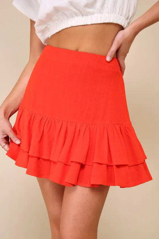 Perfect Concept Bright Red Tiered Mini Skirt sold by Lulus product image thumbnail 3
