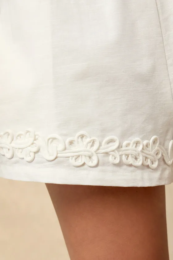 Ines White Linen Embroidered Swim Cover-Up Shorts sold by Lulus product image thumbnail 4