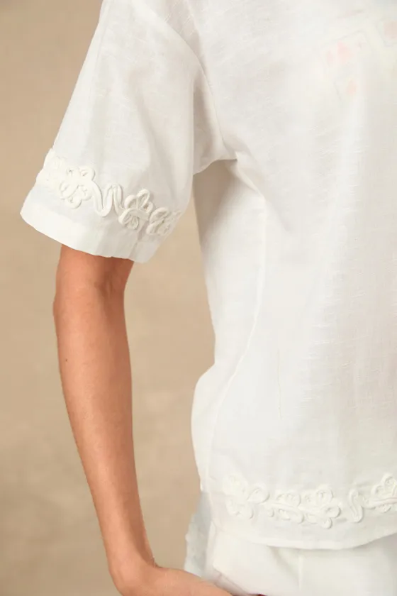 Ines White Linen Embroidered Swim Cover-Up Top sold by Lulus product image thumbnail 2