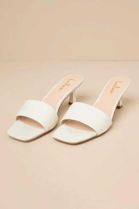 Rosmarine Ivory Floral Square-Toe High Heel Slide Sandals sold by Lulus