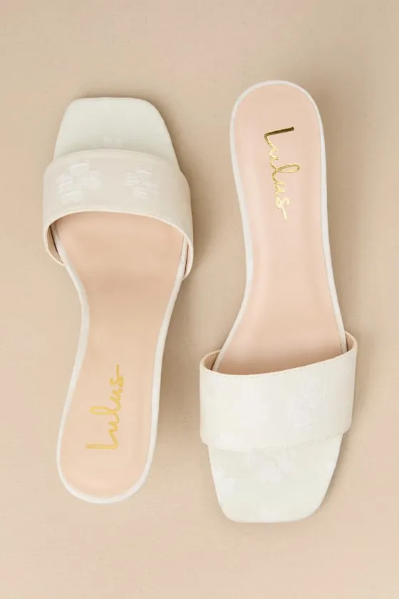 Rosmarine Ivory Floral Square-Toe High Heel Slide Sandals sold by Lulus product image thumbnail 3