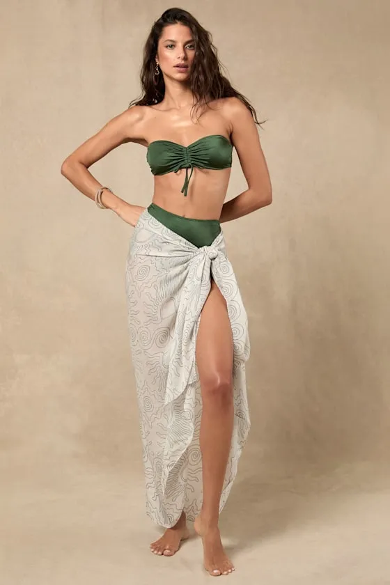 Avenya Ivory Abstract Print Sarong Swim Cover-Up sold by Lulus