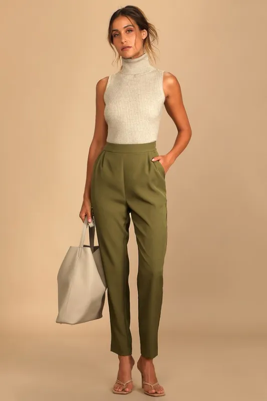 Like Clockwork Olive Green Trouser Pants sold by Lulus