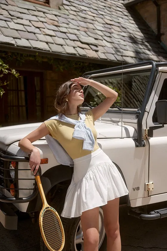 Chic Always White Striped Cotton Button-Up Top sold by Lulus