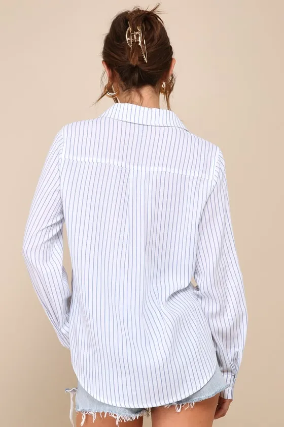 Chic Always White Striped Cotton Button-Up Top sold by Lulus product image thumbnail 4