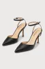 Azalian Black Pointed-Toe Ankle Strap Heels sold by Lulus