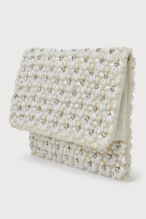 Glamorous Radiance Ivory Pearl Rhinestone Clutch sold by Lulus product image thumbnail 4