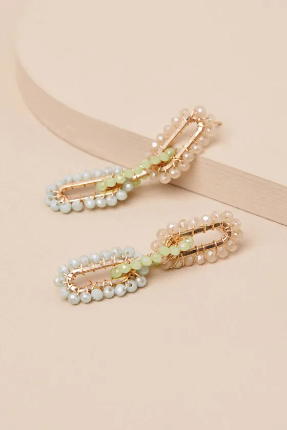 Connie Blue Multi Beaded Chain Link Drop Earrings sold by Lulus product image thumbnail 3