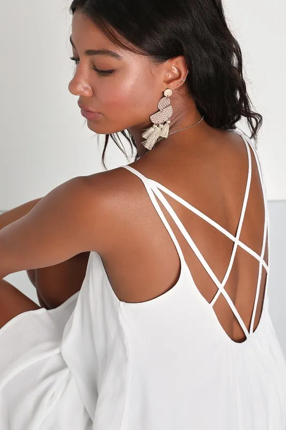 Inspirational Cutie White Linen Strappy Shift Mini Dress sold by Lulus product image thumbnail 3