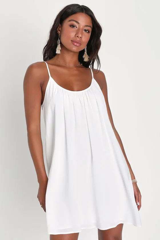 Inspirational Cutie White Linen Strappy Shift Mini Dress sold by Lulus product image thumbnail 4